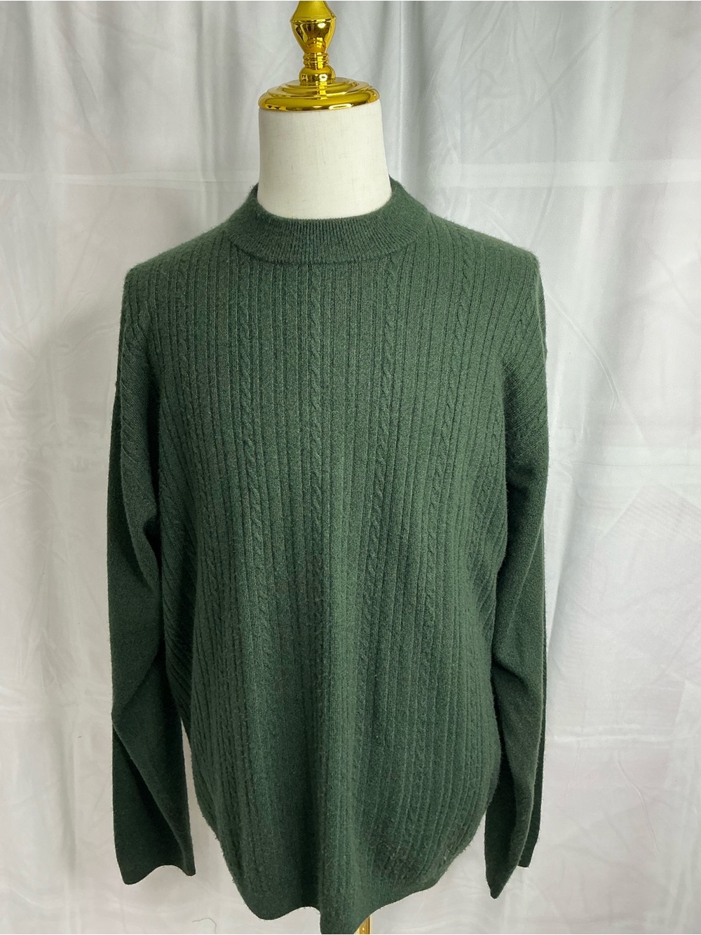 2321 - Men’s RETREAT Forest Green Cable-Ribbed Mock Neck Sweater